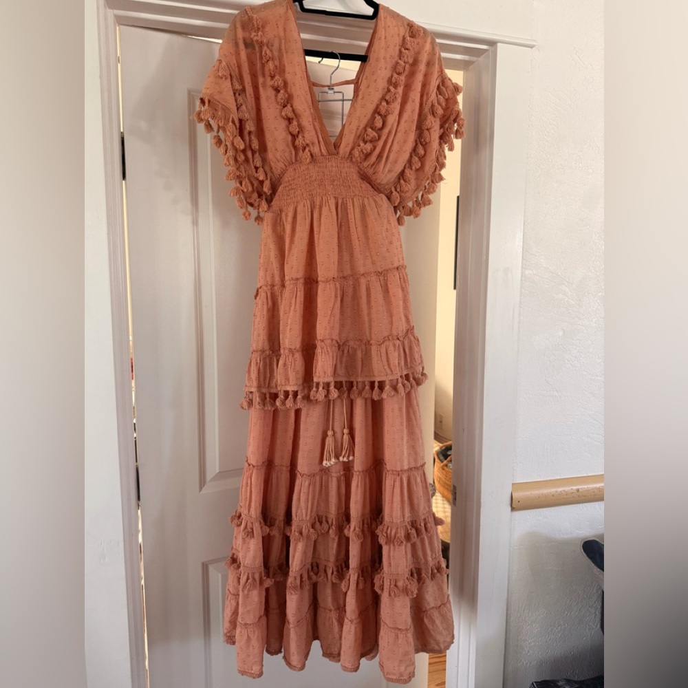 Orange Ruffled Tiered Maxi skirt and mini with Flutter Sleeves